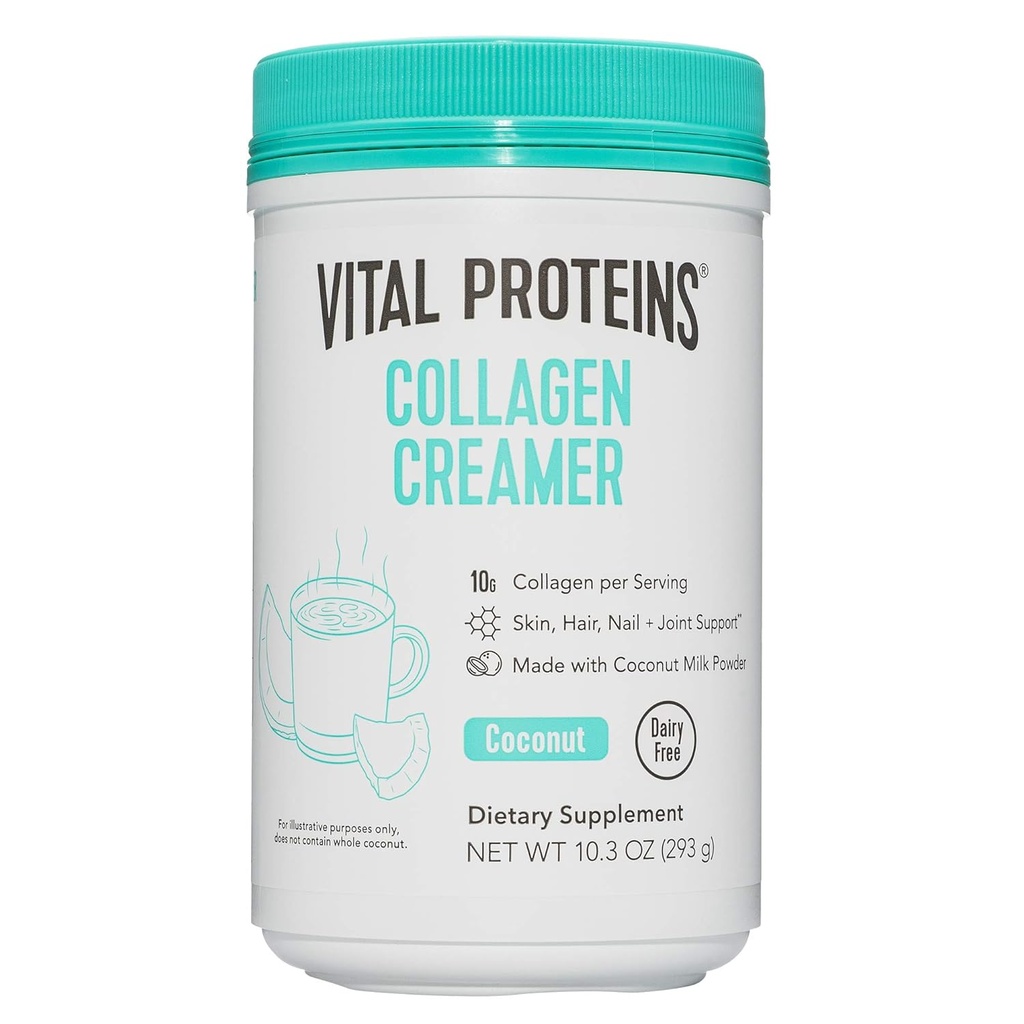 Vitální proteiny Kolagen Kávové krémy, Non Dairy & Nízký cukr prášek s kolagen Peptides dodatek - Podpora zdravé vlasy, kůže, hřebíky s Energy- zvýšení MCTs - Kokosový 10.3oz