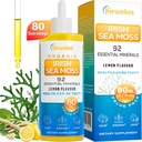 Mořský Moss & Ashwagandha Root Drops - 10X Silnější Seamoss & Ashwagandha pro ženy a muže, Mořský Moss Drops pro Mood, imunita, stravovací, energie, kůže, vlasové klouby Lemon Flavour - 80 Služení