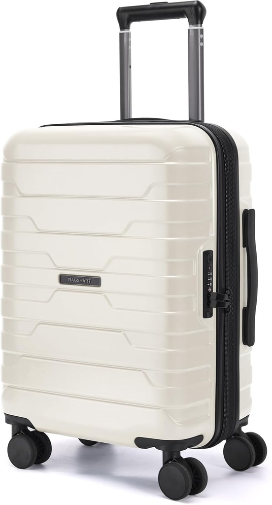 BAGSMART Carry On Bags 22x14x9 Airline Schváleno s otočnými koly, Lehké 20 Inch zavazadla s TSA Lock, Rozšiřitelné Hard Shell Carry on Suitcases for Men Women, White
