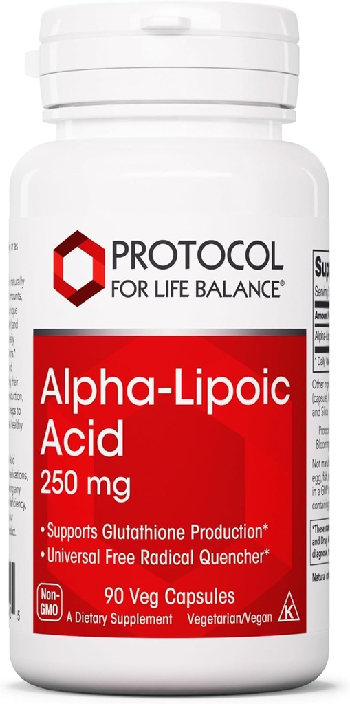 PROTOKOL PRO LIFE BALANCE Alpha- Lipoová kyselina dodatek - 600mg ALA - Oxidativní stresový kalcher, krevní tok a srdeční zdraví - Kosher & Dairy Free - 60 Veg Kapsle