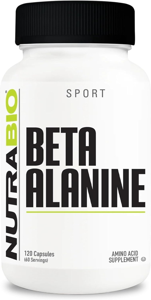 NutraBio Beta- Alanin dodatek, 800mg - Gluten- Free Pre- Workout Dodatek k Buffer kyselina mléčná, svalová únava, a svěžest, 120 Kapsle