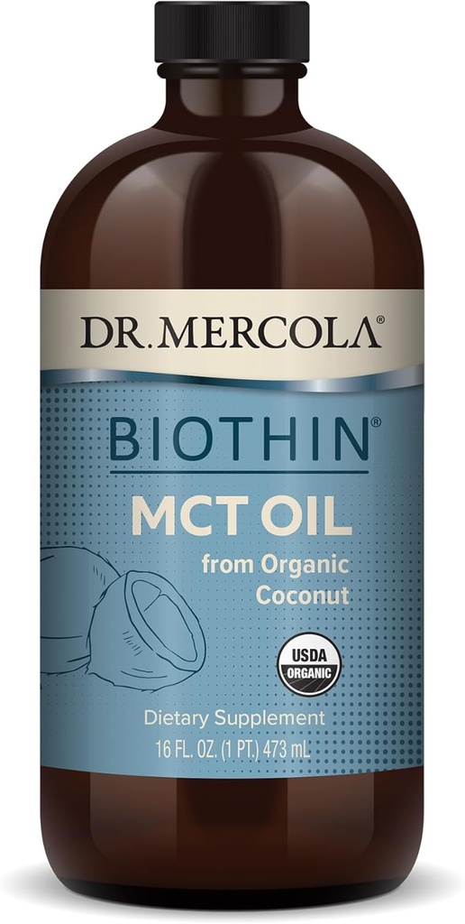 Dr. Mercola Biothin Organic MCT Oil, O 31 Servings (16 Fl. Oz.), Non GMO, Gluten Free, Soy Free a USDA Organic