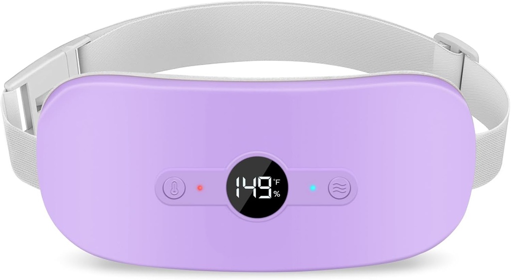NOWWISH Vyhřívání Pad pro období křeče bolest úlevu, Přenosné elektrické Cordless Menstrual Topení Pad Recharble s 6 Teplo Levels a 6 Masážní módy, Vánoční dárky pro ženy dospívající dívky, Purple
