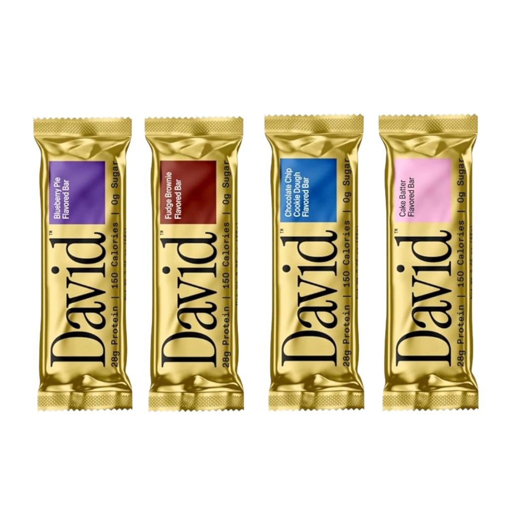 David, Protein Bar, Vzorek Balení, Variety Pack, Balení 4 Protein Bary 124; 28g proteinu 124; 150 kalorií CLAS 124; 0g cukru - vysoký protein, Nízký karb, gluten Protein Bar