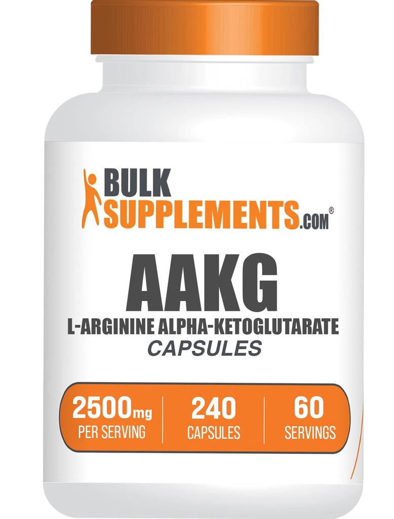 BulkSupplements.com AAKG Kapsle - L- Arginin Supplementary, Nitric Oxide Supplementary - Gluten Free, 4 Kapsle per Serving, 240 Počet (balení po 1)