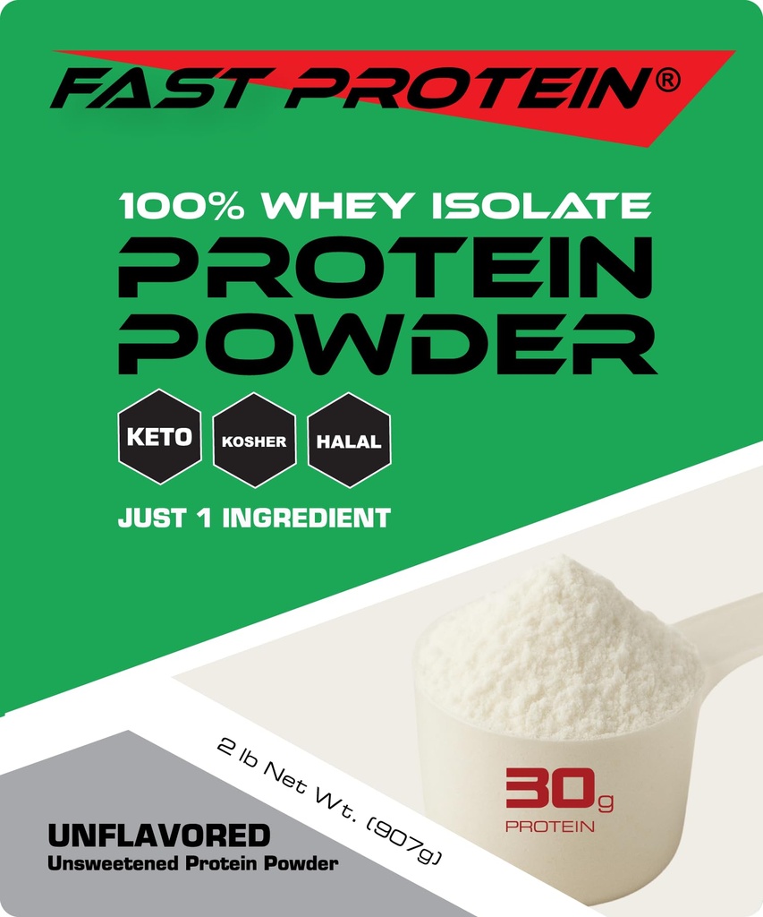 Syrovátka izolát proteinový prášek bez příchutí - 30g proteinový prášek - košer, halal, Keto, čistý štítek, rychlý protein - 2LB 30 Doručování