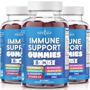 Nový věk 8 v 1 Imunitní podpora Booster dodatek s Astragalus Root, Vitamin C a zinek 50mg, Vitamin D 5000 IU, Quercetin & Bromelain (8 v 1 Gummies (balení po 3))