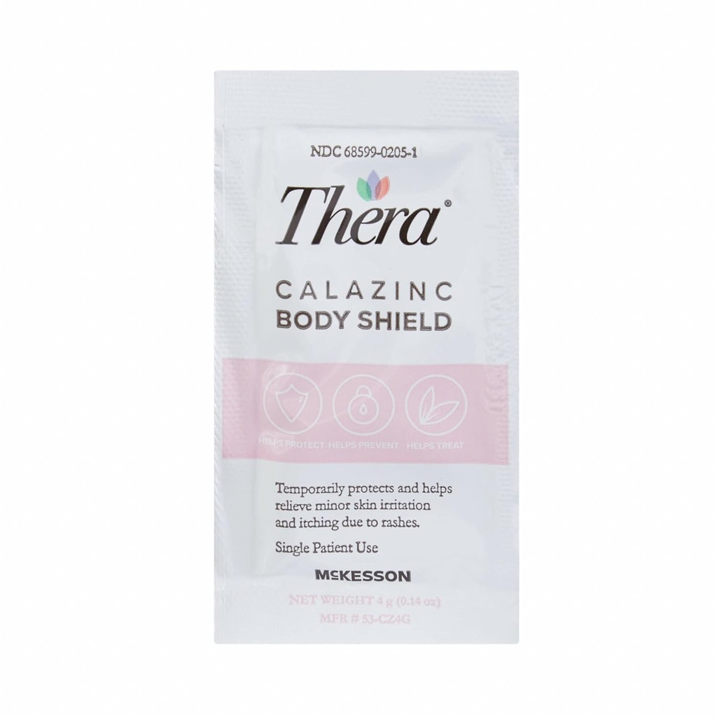 Thera Calazinc Body Shield, Calamine se zinkovou smetanou [144 Packets Total] -Skin Barrier Ointment for Eczema, Psoriasis, Diaper Rash - Individuální Packets, 4 g Packets