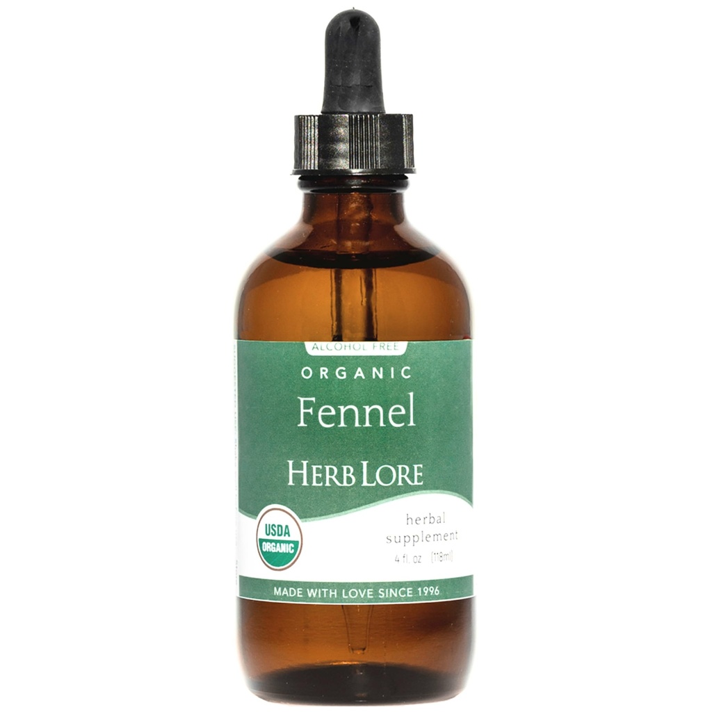 Herb Lore Organic Fennel Seed Tinktura - Zklidnění plynu a nafouknutí - Kojení Supplement - 4 fl oz