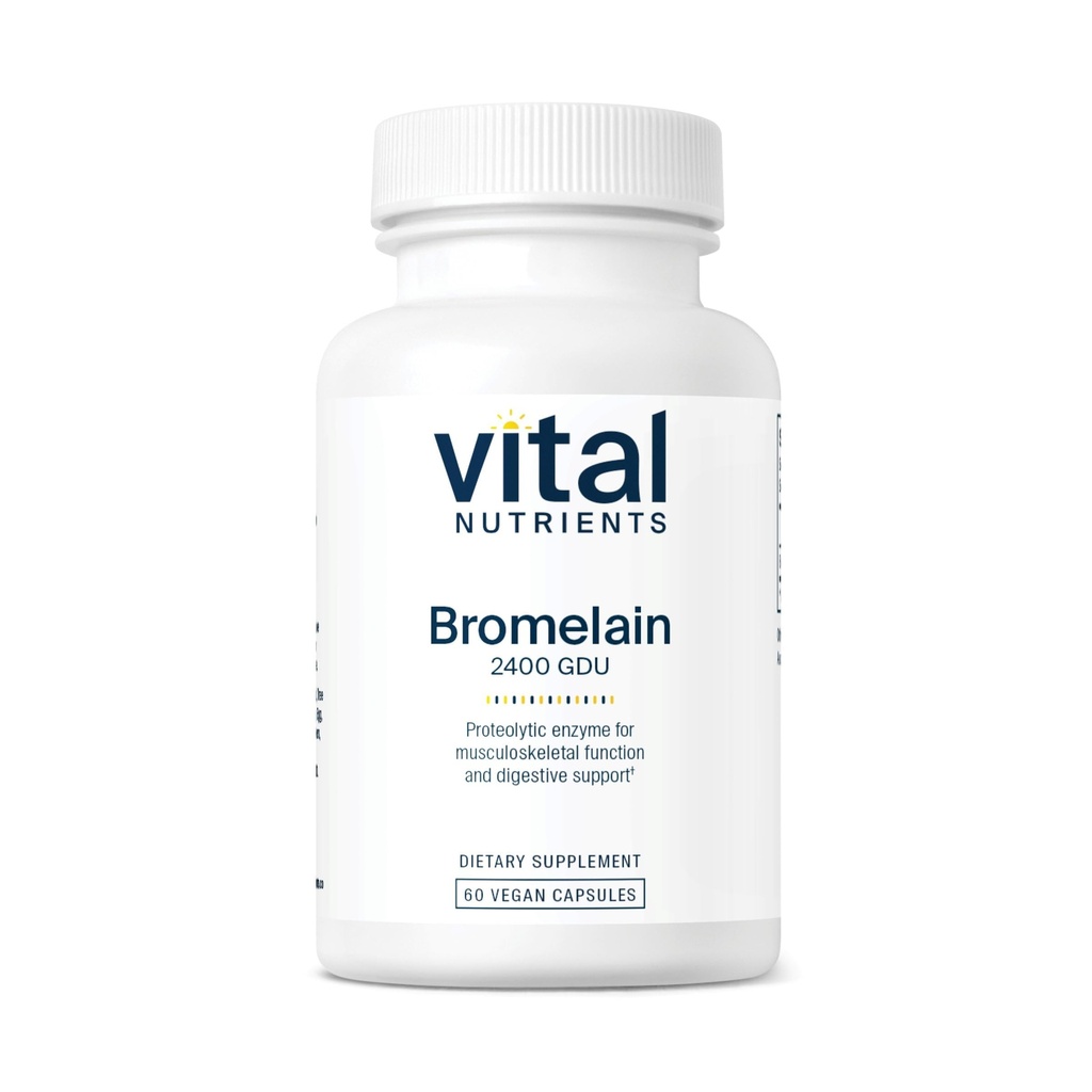 Vital Nutrients Bromelain 2400 GDU CLAS124; Vegan Bromelain dodatek k podpoře protein Digestion * CLAS124; Digestive Enzyme from Ananass CLAS124; Gluten, Dairy, Soy Free CLAS124; Non- GMO CLAS124; 60 Kapsle