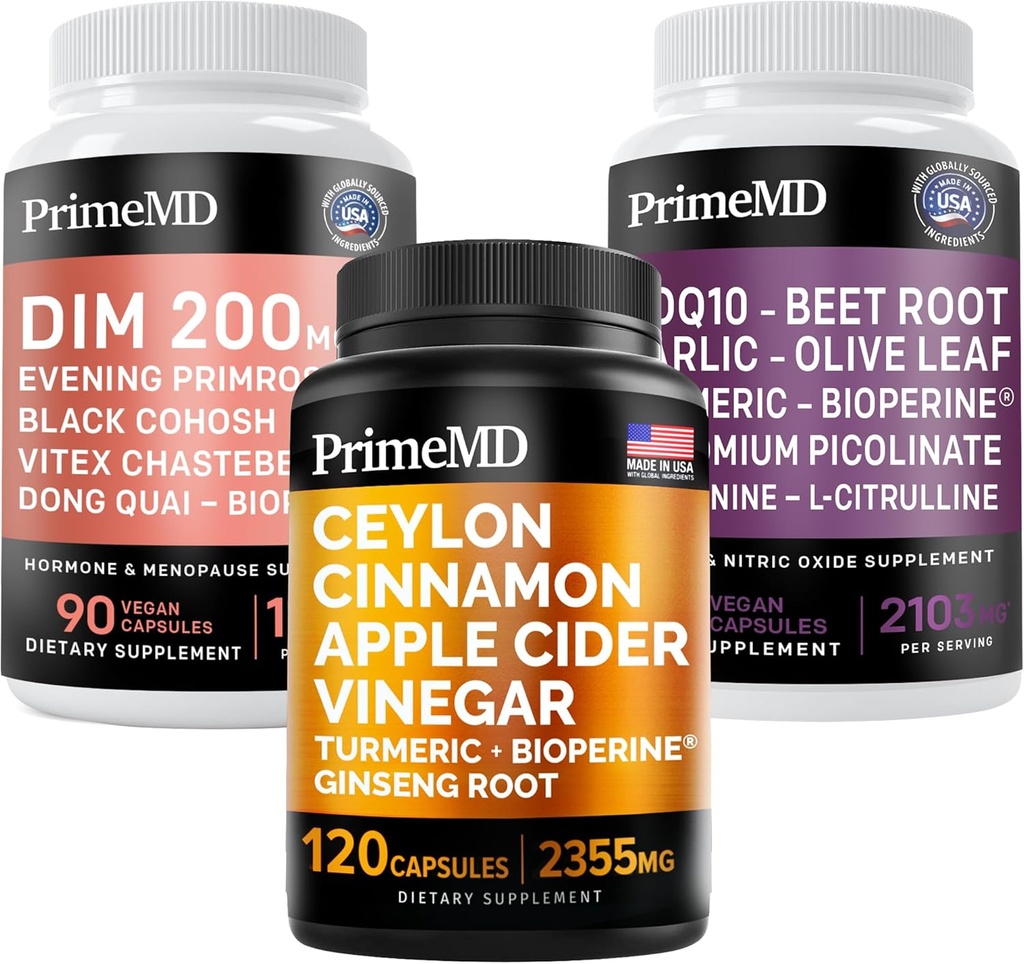 Ceylon Skořice (1pk), Oxid dusnatý (1pk), a Menopauza Podpora (1pk) Doplněk Bundle - Potentní vitaminy pro srdce, metabolismus, hormon, & imunitní podpora - Non- GMO, Vegan, gluten- bez