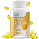 Vitamin D3 K2 dodatek s MCT Oil, Vitamin D3 5000 IU a K2 100 mcg Softgel, Kostní a srdeční podpora Supplement, Lepek zdarma - 90 Počítání Softgels