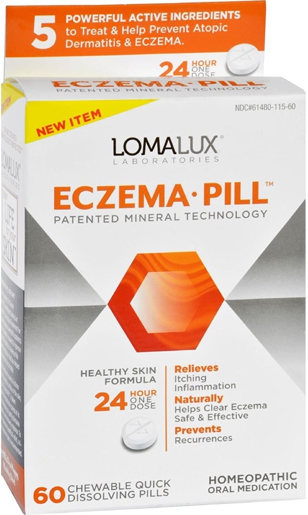 Loma Lux Laboratories Acne Eczema - Chewable - Quick Disolving - 60 Count - Gluten Free - kvasnice Free- Wheat Free-