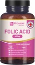 Acid tablety 400 mcg - 400 Vegan Vitamin B9 Tablety 124; 13 Měsíční zásoba 124; Vitamin B9 Těhotenství Péče 124; Normální funkce imunitního systému & Matematický růst tkáně během těhotenství 124; Spojené království Made - Prowise