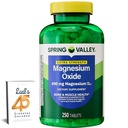 Jarní údolí Magnesium 400 mg Bone & Muscle Health Tablety, Dietní dodatek, 250 Počet nejlepších hořčík dodatek pro ženy, Pastillas de Magnesio para Mujer Bundle s Lual 45 cukrovky Decoded