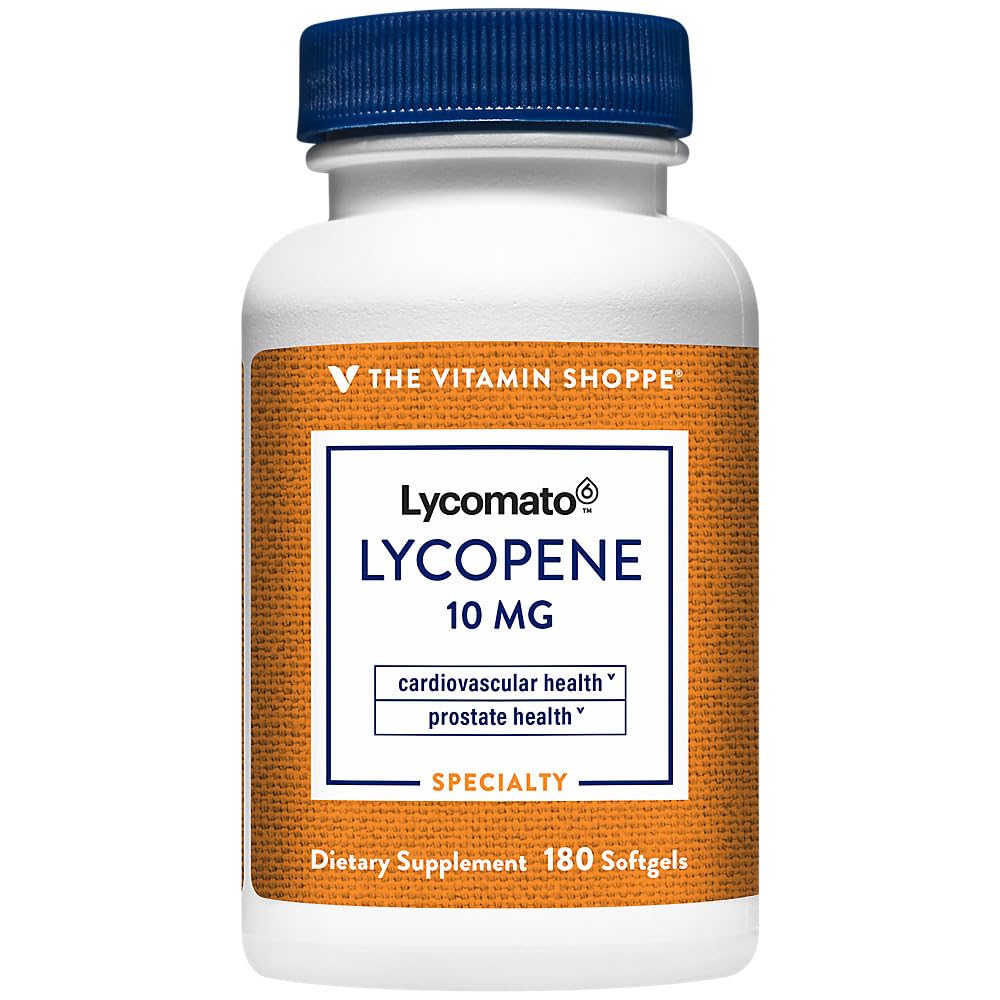 Vitamin Shoppe Lycopen 10MG, Antioxidant, který podporuje kardiovaskulární, prostata a buněčné zdraví (180 Softgels)