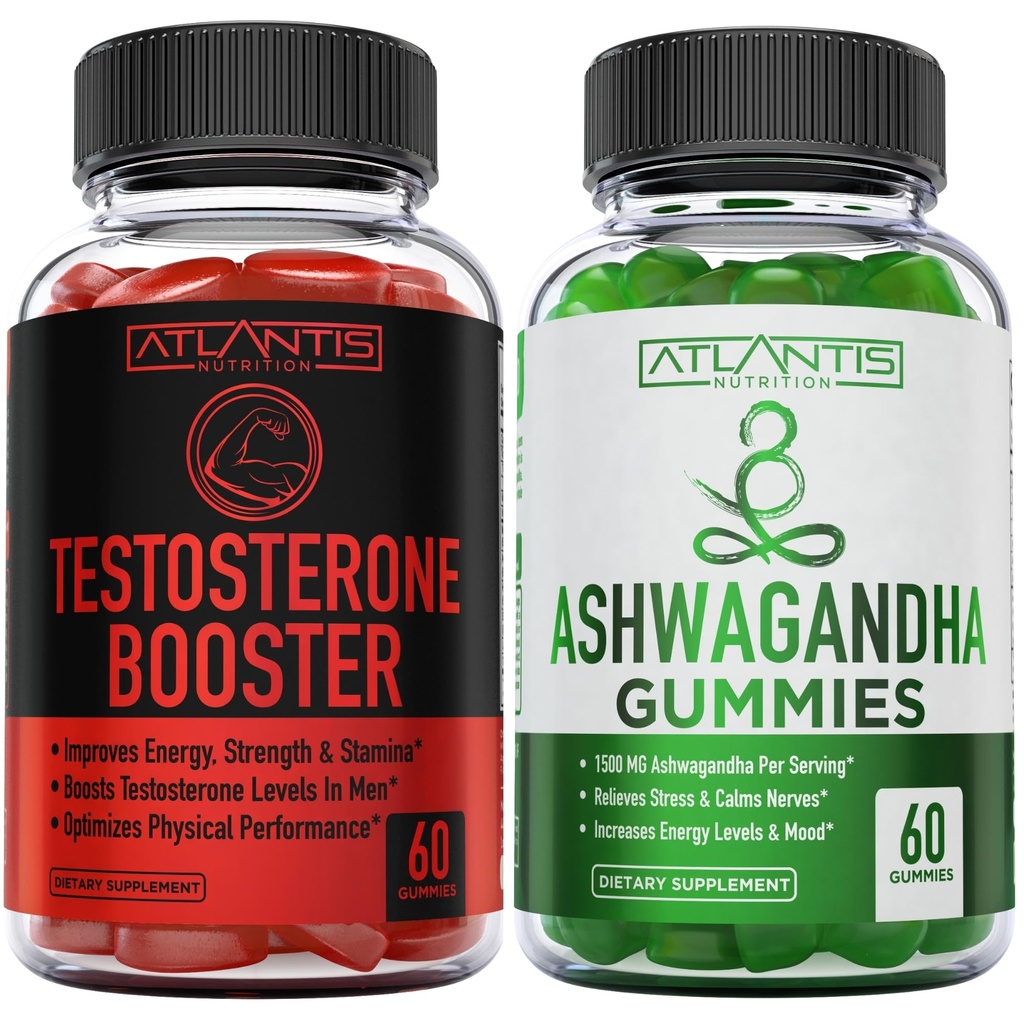 Atlantis Nutrition Testosteron Booster 2- Pack (120 Gummies) + Ashwagandha 60 Gummies