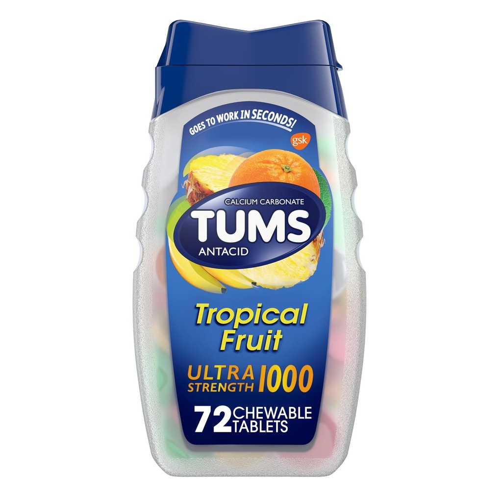 Tums Ultra 1000 Maximální síla Tropické ovoce - 72 Žvýkací tablety