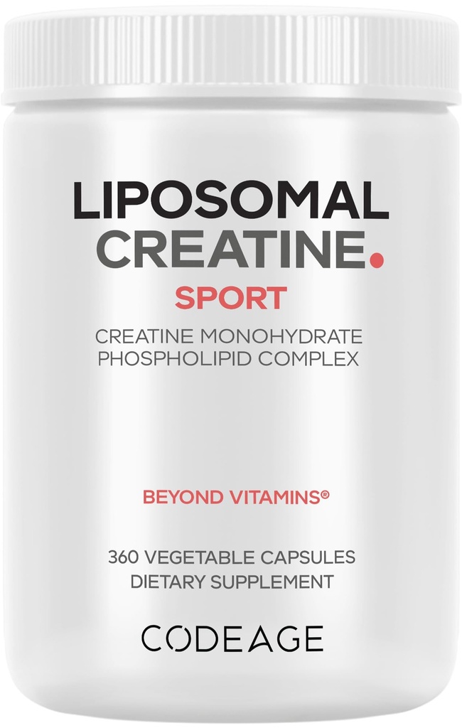 Codeage Liposomální Creatin Monohydrát dodatek, Čistá Creatine 2500mg - 3 měsíce Dodávka, Mikronizovaný, Kreatinin Svaly Sportovní výživa a atletiky, Non- GMO - 360 Kapsle