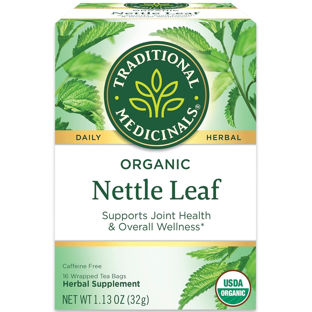 Tradiční léky Organic Nettle Leaf Bylinný čaj, podporuje společné zdraví a celkové Wellness, (Balení 2) - 32 Tea Bags Celkem