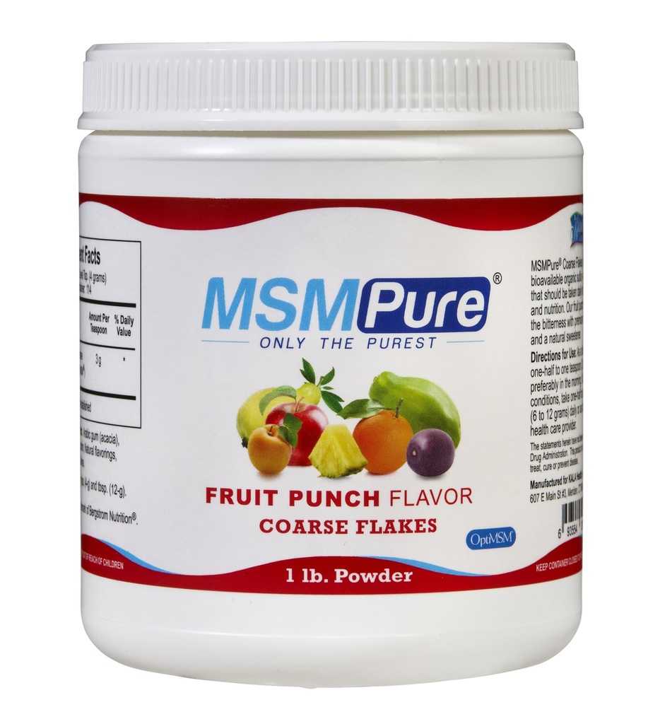 KALA ZDRAVOTNÍ MSMPURE Ovocný punč ochucený Coasse MSM Powder Flakes - Organická síra pro společnou flexibilitu, vzhled kůže a podpora vlasů a nehtů - 1 LB, USA Made, destilované krystaly