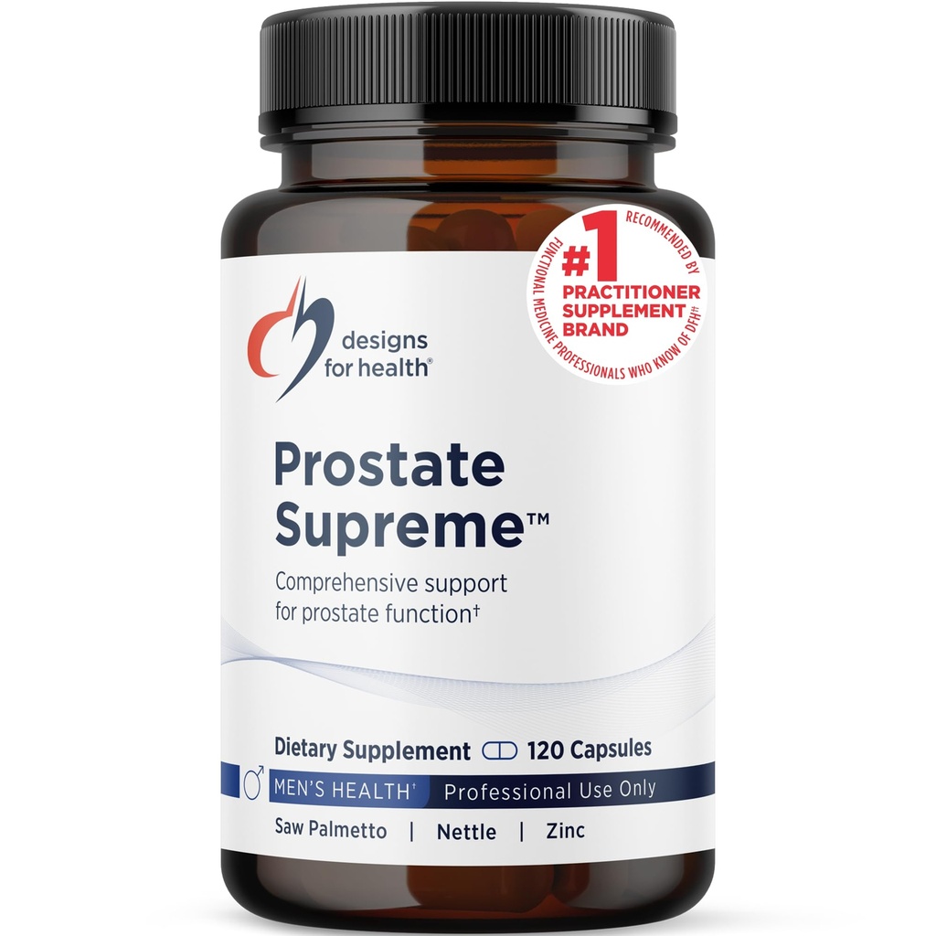 Designs for Health Saw Palmetto Prostate Supplement for Men - Prostate Supreme with Saw Palmetto, DIM, Vitamíny, Nettle, Zinek + Chrysin - Non- GMO, Soy Free (120 Kapsle)