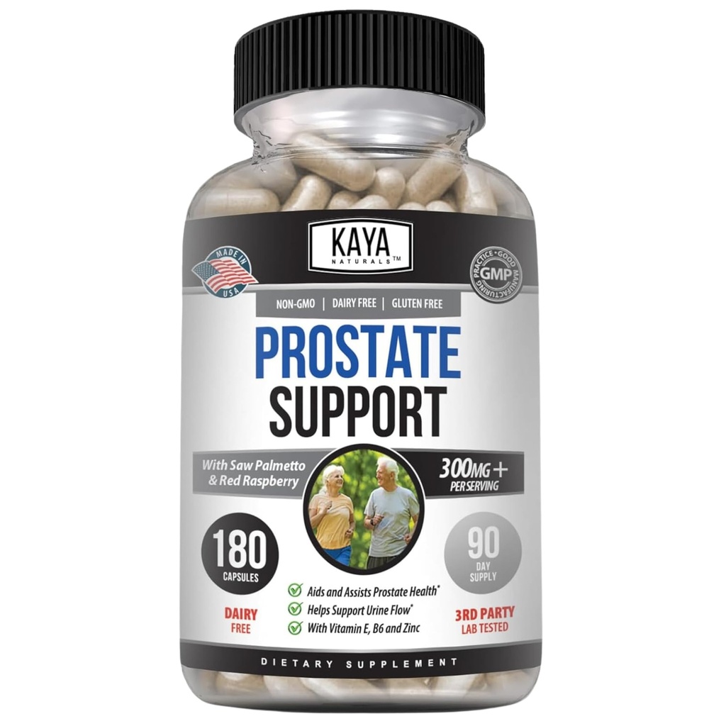 Kaya Naturals Prostate Podpora 124; Potenciální DHT blokáda pro růst vlasů, Podpora spánku, Beta blokáda snížit časté močení, Podpora močových měchýřů a Stamina dodatek (180 Kapsle)