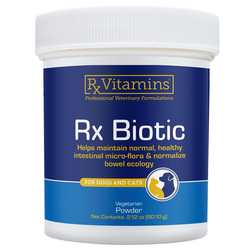 Rx Vitamins Rx Biotic - Probiotický prášek pro psy a kočky - Kočičí stravovací podpora a probiotika pro zdraví psů - Psí probiotika pro stravitelné zdraví - 2.12oz