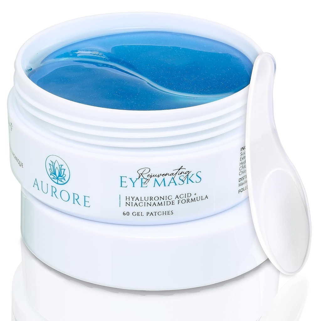 AURORE Under Eye Patches with Hyaluronic Acid, Collagen, Niacinamid - for Puffy Eyes, Dark Circles, Wrinkles, Fine Lines - Hydrating & Brighting, 30 párů (60 gelových náplastí) - Omlazující oční masky