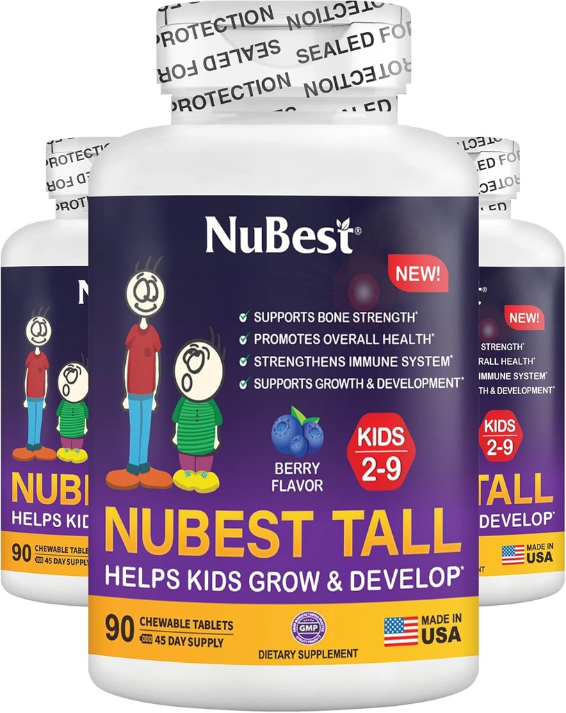 NuBest Tall Kids - Toddlers Vitamíny a Dětské Vitamíny pro věk 2 až 9 - Podpora síly kostí, celkové zdraví a imunita - Zvířecí tvary - 270 Žvýkací tablety Berry