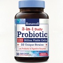 Bonawell Probiotika 120 Miliardy CFU 32 Stravovací Enzymy pro Gut zdraví, 3- in-1 Daily Probiotic, Shelf-Stable, Delhayed- Release, 30 Veggie Caps