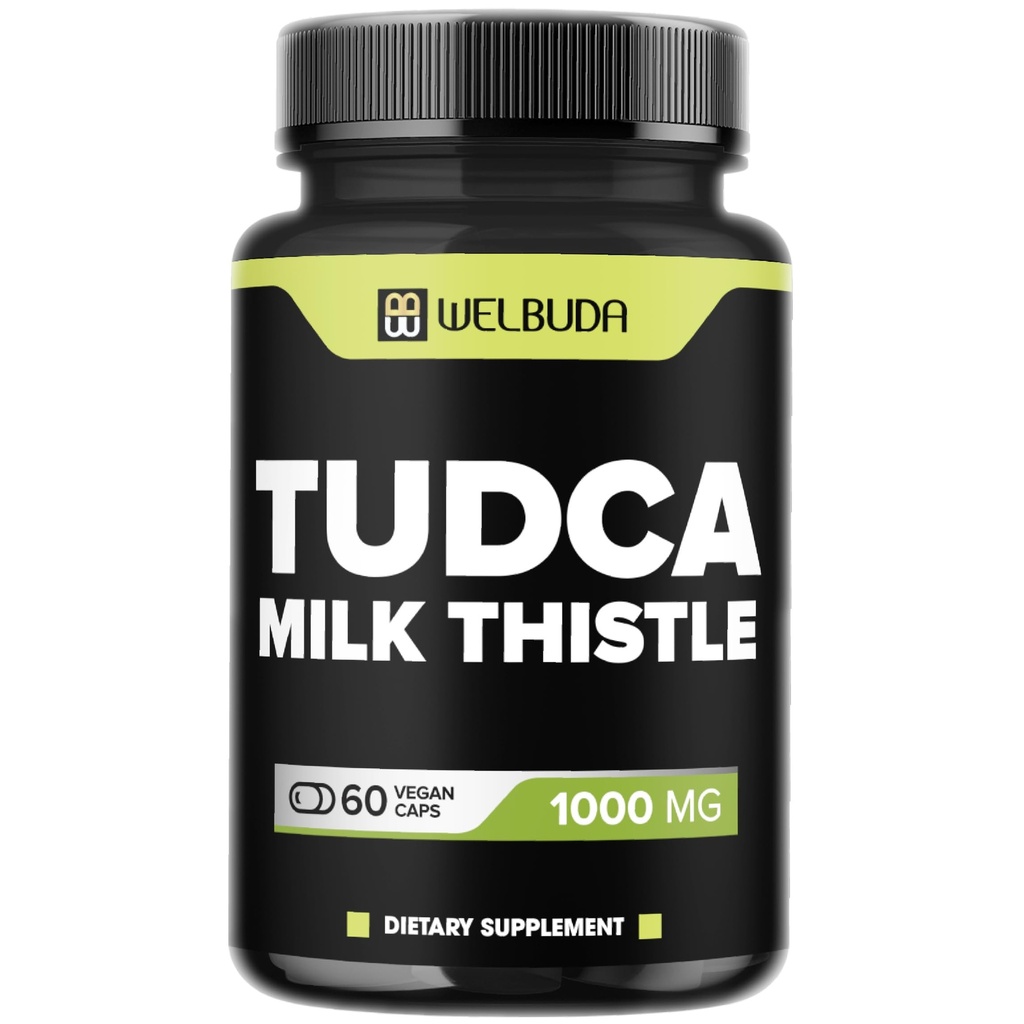 WELBUDA 1000mg Tudca dodatek s Mlékem Thistle Extract - 60 Vegan Kapsle - Podpora imunitního systému, Digestion Health, Tělo Očištění a zdraví mozku