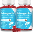 2 Pack Ashwagandha Gummies s L-theanine, Ashwa Root dodatek Gummy pro ženy muže, 120 Smíšené Berry Ochucené gumy