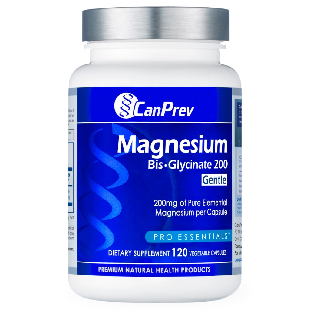Cannoce Magnesium Bis- Glycinate Gentle 200mg, 120 V- Caps 120- Day Supply - Čisté Elemental Magnesium, podporuje kosti a svalové funkce, Jemné na žaludku, ideální pro denní hořčík potřeby