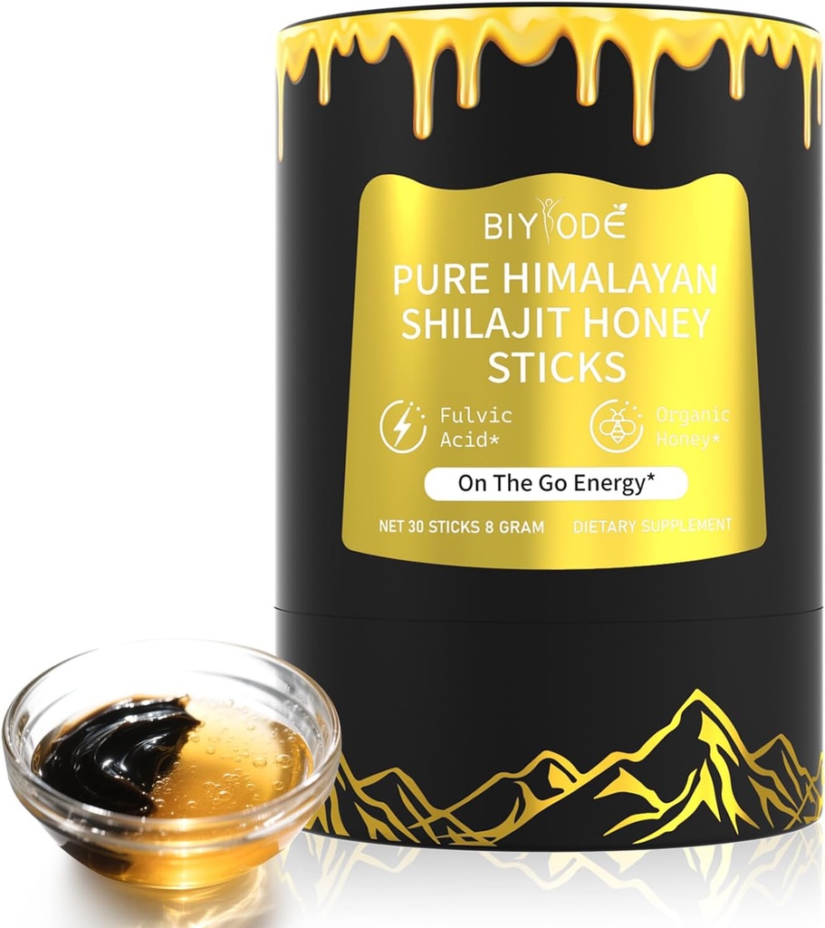 Himalayan Pure Shilajit Sticks with Organic Honey, Saffron Easy to Consume Shilajit 30 Sticks for Energy Boost Imunitation 85 + Trace Minerals 75% + Fulvic Acid 30 Day Supply