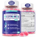2 Pack - Nikotinamid 500mg Gummies, NAD + dodatek pro ženy a muže w / Collagen Peptides, (Flush Free Niacin) Vitamin B3 Niacinamid pro antiaging, NAD + Úrovně, Dlouhověkost, Focus & Brain, Bez cukru