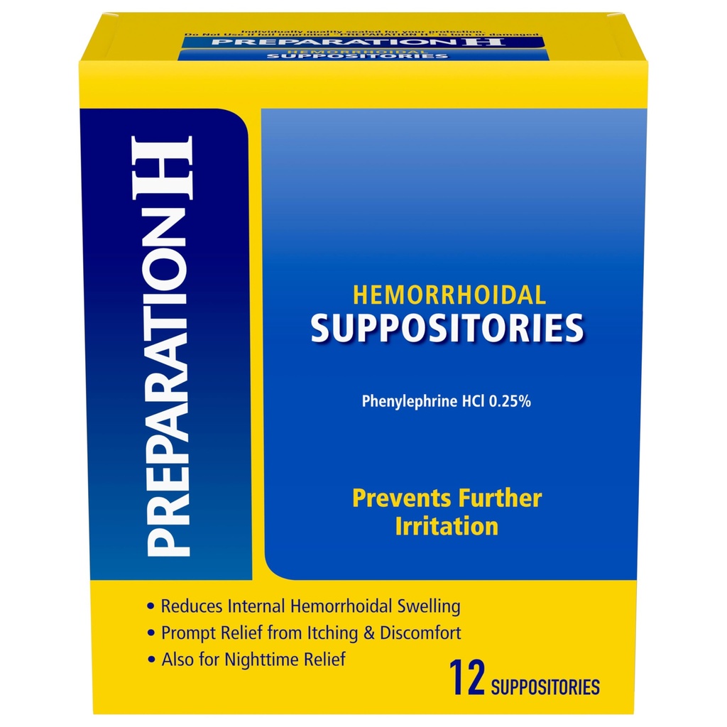 Příprava H Suppozitories hemeroidů pro svědění a úlevu od nepohodlí - 12 Počet (balení po 1)