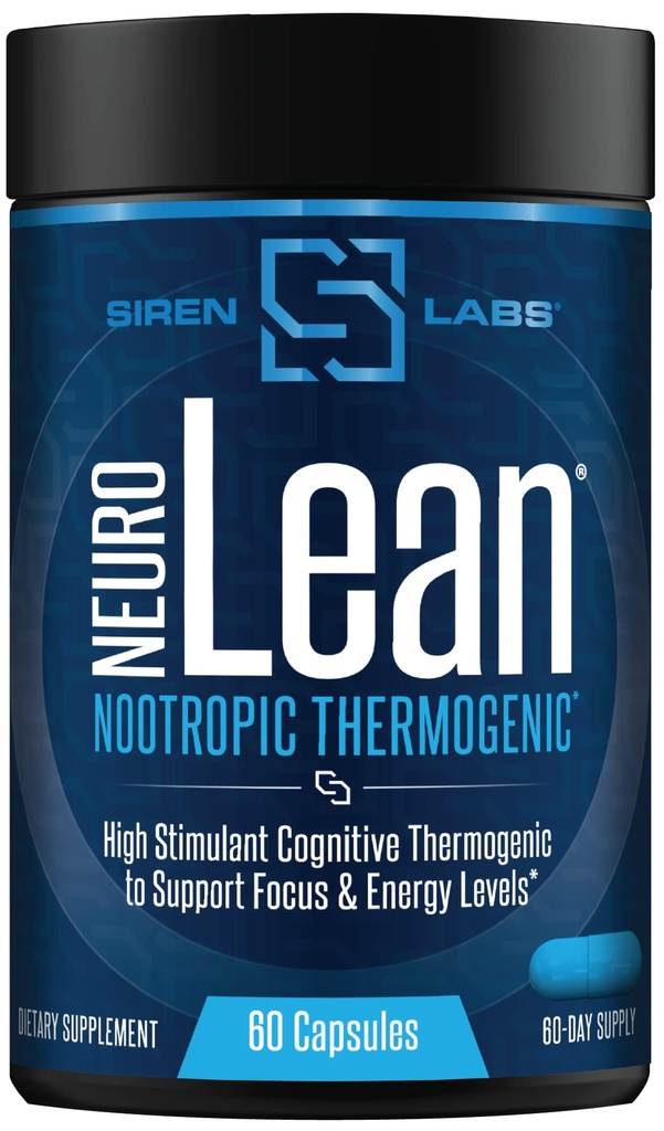 Siren Labs Neuro Lean Koncentrovaný termogenní pro zdraví, vodní ztráty, energie a zaměření - 60 Kapsle