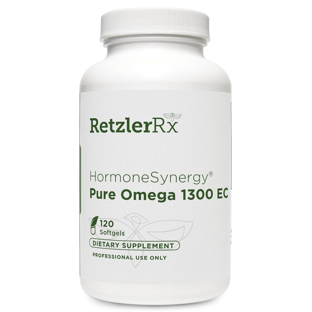 HormoneSynergy Omega 1300 EC Fish Oil Softgels - High- Strength Omega 3 Supplement with Enhanced Absorption - IFOS Ověřený, Enteric Coated, 600mg EPA, 260mg DHA - 120 Počet