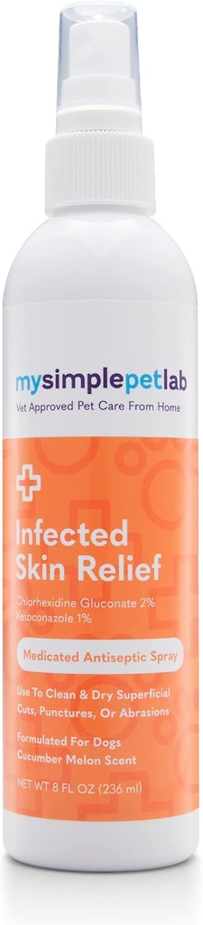 MySimpPetLab Ketoconazole & Chlorhexidin Dog Spray, Hot Spot léčba, zmírňuje odřezky & Abrasions, Cleans, Dries kůže rychle, s aloe, Vitamin E, kůže Relief Irritation Spray pro psy