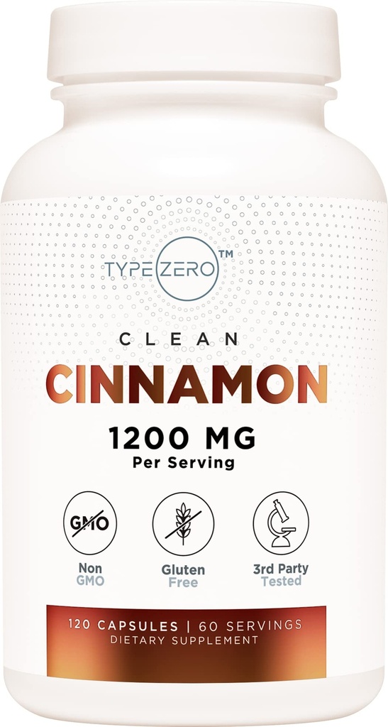 Typ Zero Ceylon Skořice Kapsle (1200mg column 124; 120 Kapsle) - přírodní, non-GMO, gluten zdarma, Organic Cinnamon Bark dodatek