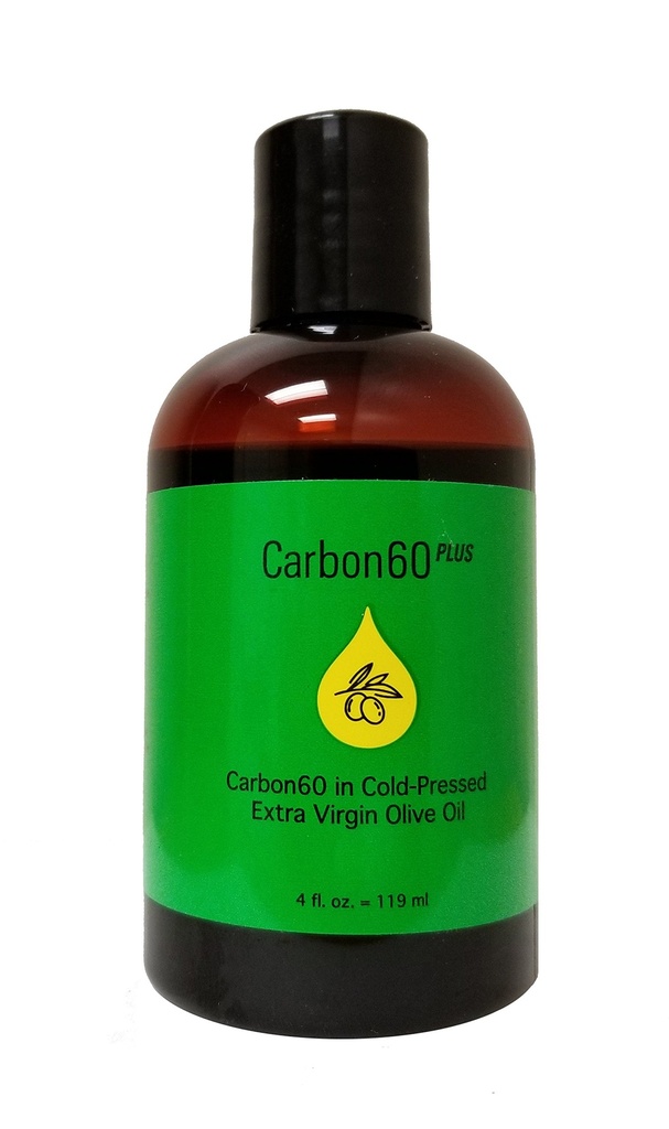 Carbon60 plus normální síla. Má o 20 mg více uhlíku 60 na 100 ml než většina konkurentů. uhlík 60, lisovaný za studena extra panenský olivový olej, c60