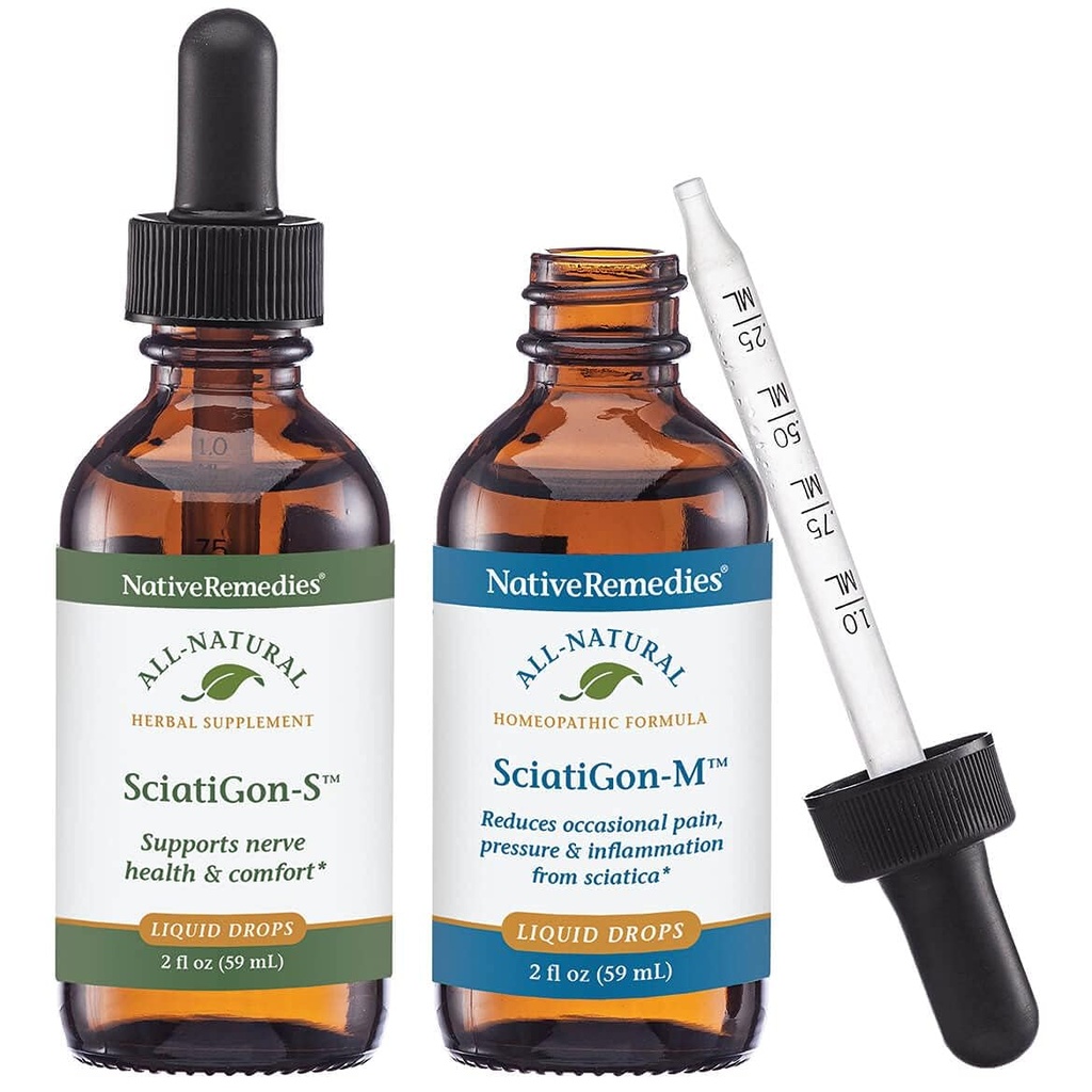 Native Remedies Kompletní Sciatigon ComboPack - Všechny přírodní Bylinný dodatek pomáhá snížit tlak na Sciatic Nerve a přírodní Homeopatické Remedy Snižuje bolest, křeče a Numbness