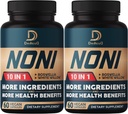 10in1 Noni Kapsle - 4 Měsíční dodávky s Elderberry, Boswellia, Turmeric, Ginger & More - Podpora svalů, společné, stravitelné a imunitní - 2 Balení 60 Vegan Kapsle, Non- GMO & gluten- bez