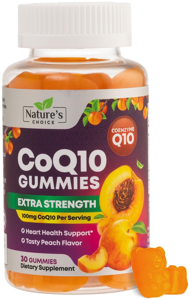 CoQ10 Gummies pro dospělé 100mg - 3X síla, vysoká absorpce, Antioxidant dodatek pro srdeční podporu a výrobu energie, Ultra Coenzym Q10 vitaminy, Coq 10 doplňky - 30 CoQ10 Gummies