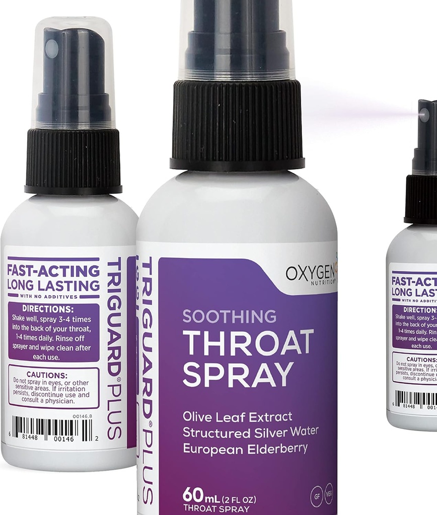 TriGuard Plus Krční sprej 124; Elderberry Extract, Olive Leaf Extract a koloidní stříbrná voda 3-in-1 Imunitate Support Krční sprej 124; Výkonný imunitní systém Booster 124; Velká chuť, 2oz, Made in USA