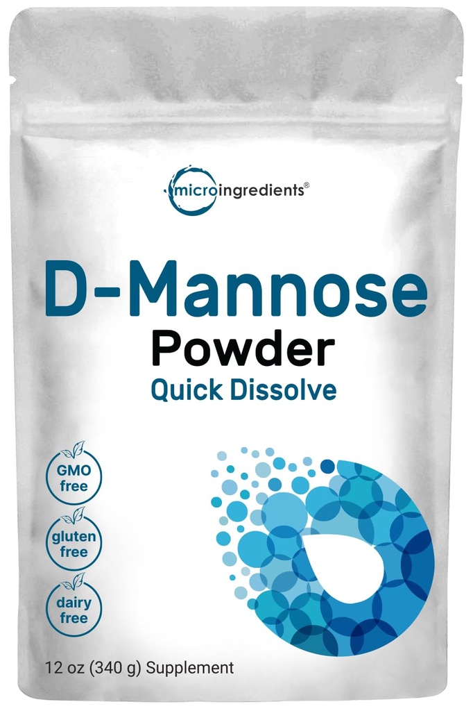 Mikro ingredience D Mannose Powder, Pure Mannose dodatek, Rychlá voda rozpustný, Podpora čištění močových cest a močových měchýřů zdraví, Premium Mannose pro ženy a muže, Vegan Friendly.