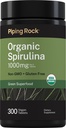 Piping Rock Organic Spirulina CLAS124; 1000mg CLAS124; 300 tablet CLAS124; Arthrospira Platensis CLAS124; Vegetarian, Non- GMO, gluten zdarma dodatek