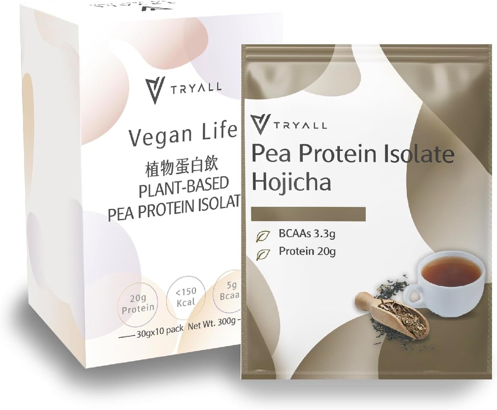 TRIALL Plant Based Pea Protein Powder Isolát (20g proteinu) Cestovní sáčky (Hojicha, 10 balení)