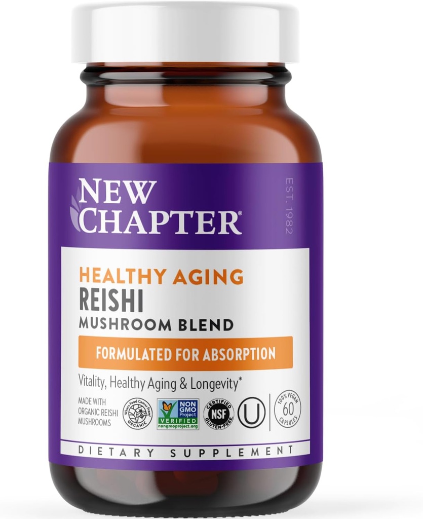 Nová kapitola Reishi Houba - Reishi LifeShield pro zdravé stárnutí + Organic Reishi Houba + Vegan + Non- GMO, Nootropní ingredience - 60 ct